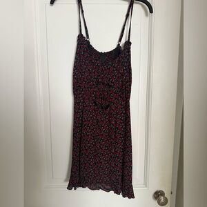 Reformation Black and Red Floral Mini Dress